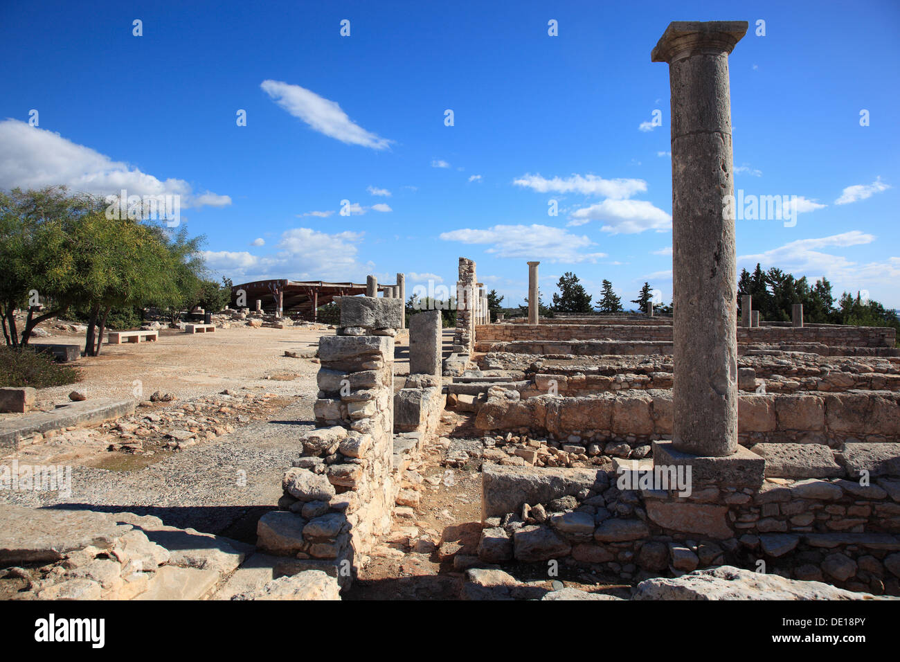 Zypern, Kourion, assyrische Ku-ri-i, antike griechische, lateinische Curium Hylates Heiligtum des Apollo, Reste von Hylatesheiligtums, histor Stockfoto