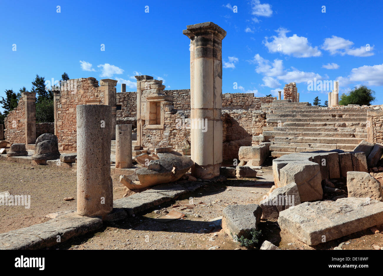 Zypern, Kourion, assyrische Ku-ri-i, antike griechische, lateinische Curium Hylates Heiligtum des Apollo, Reste von Hylatesheiligtums, histor Stockfoto