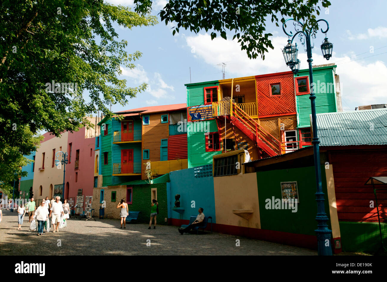 La Boca Bezirk, Straße Caminito, Buenos Aires, Argentinien, Südamerika Stockfoto