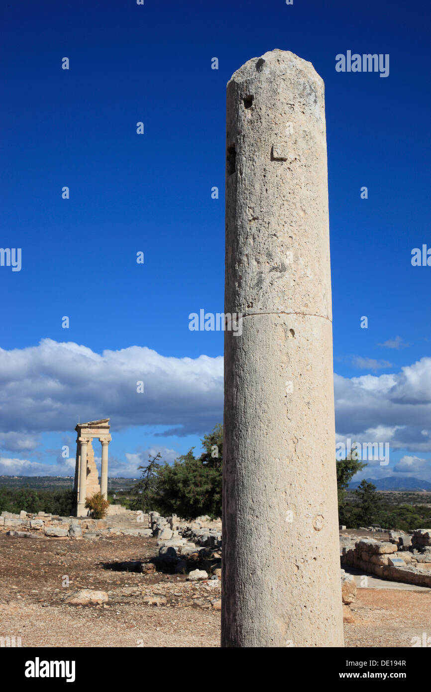 Zypern, Kourion, assyrische Ku-ri-i, antike griechische, lateinische Curium Hylates Heiligtum des Apollo, Reste von Hylatesheiligtums, histor Stockfoto