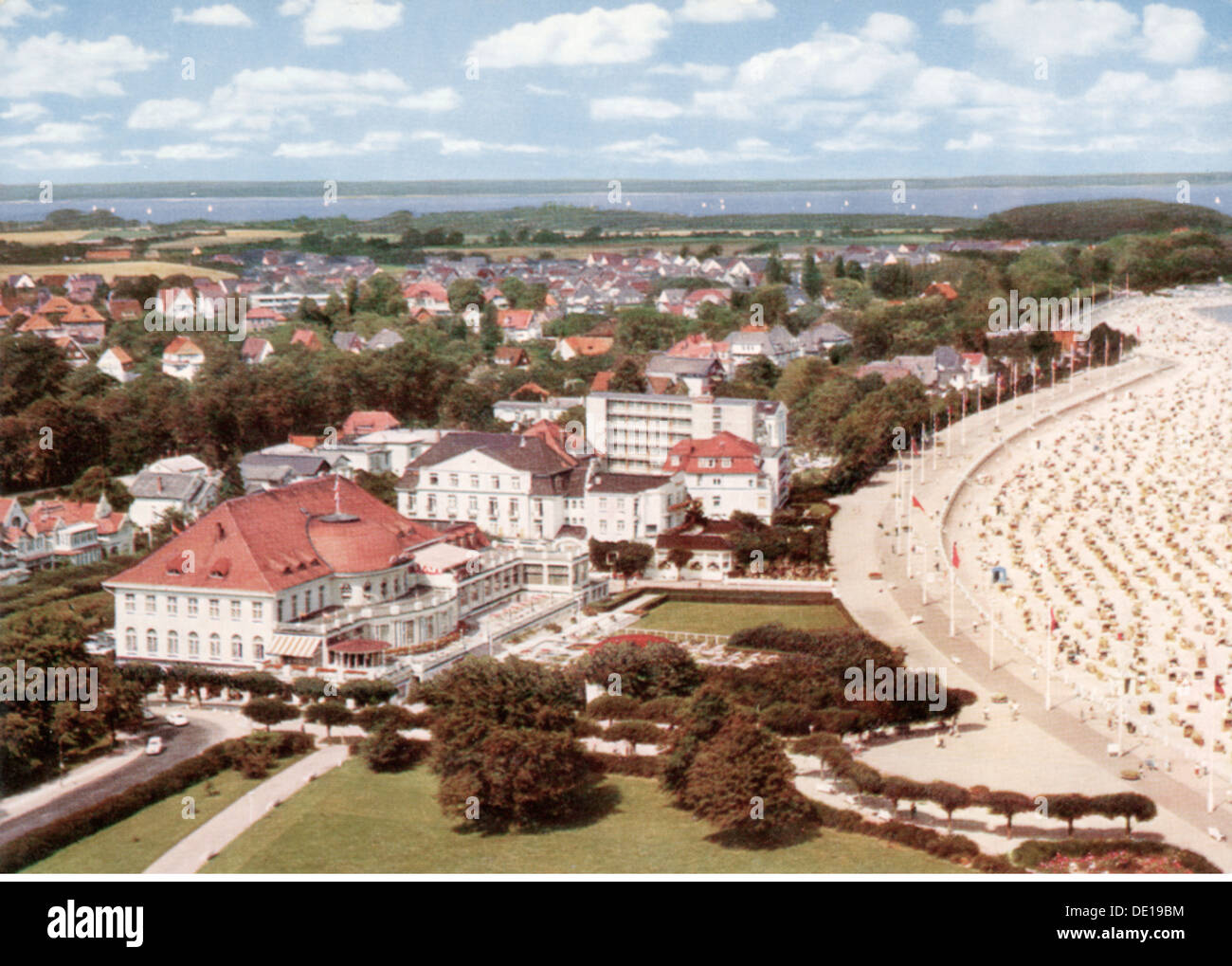 Geographie / Reisen, Deutschland, Lübeck, Bad Travemünde, Luftaufnahme, Ansichtskarte, Verlag Schöning und Co., 1970er Jahre, Additional-Rights-Clearences-not available Stockfoto
