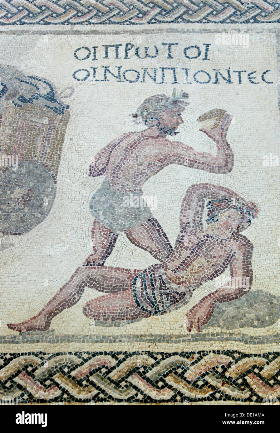 Zypern, Paphos Stadt, Gazibaf, Website der antiken Ruinen, archäologischer Park, Mosaik in das Haus des Dionysos Stockfoto