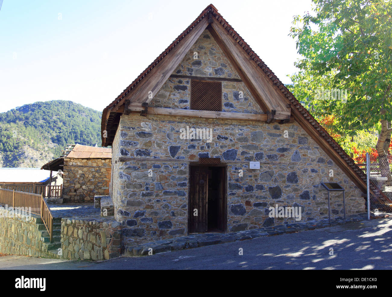 Zypern-Pedoulas im Marathasa Tal, Erzengel Michael Church, Scheune Dach Kirche, UNESCO, gebaut im Jahre 1474 Stockfoto