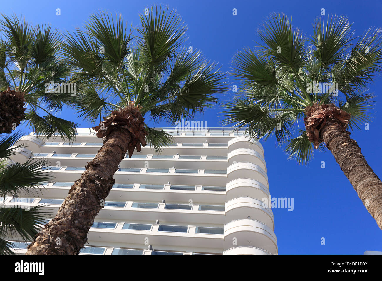 Wohngebäude, Palmen, Hotel, Larnaca, Zypern Stockfoto