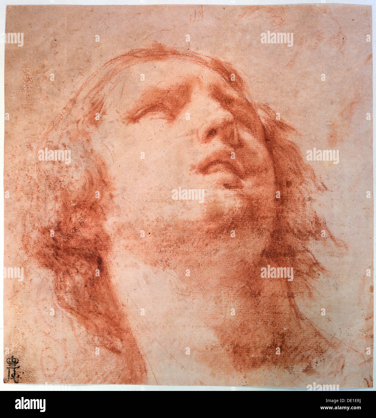 "Kopf-Studie einer Frau nachschlagen", aus dem 17. Jahrhundert. Künstler: Pietro da Cortona Stockfoto