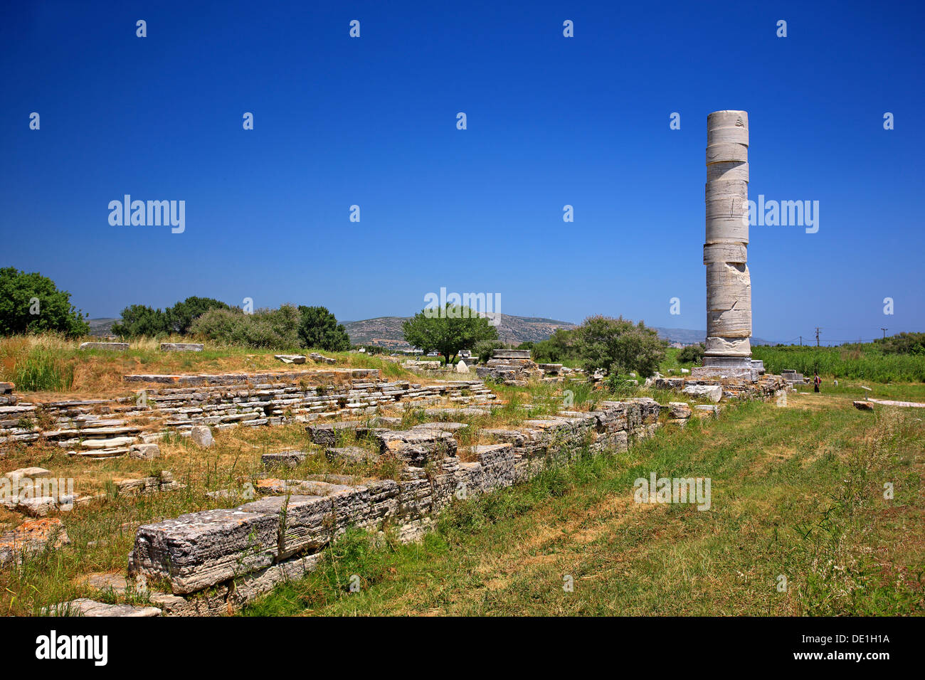Der Tempel der Hera (Heraion), bei der Ausgrabungsstätte Heraion, Insel Samos, Griechenland Stockfoto