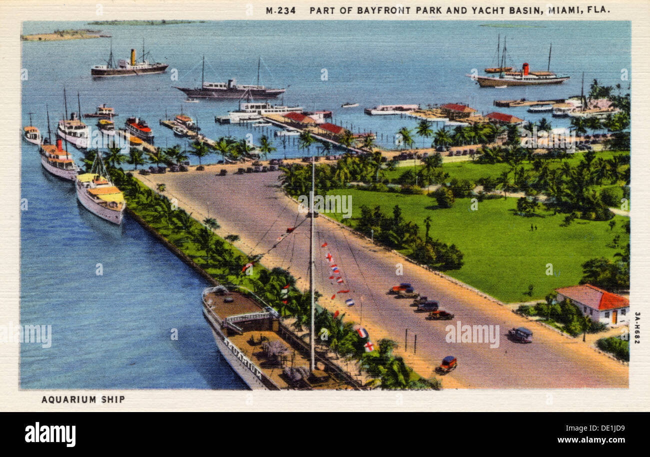 Teil Bayfront Park und dem Yachthafen, Miami, Florida, USA, 1933. Artist: Unbekannt Stockfoto