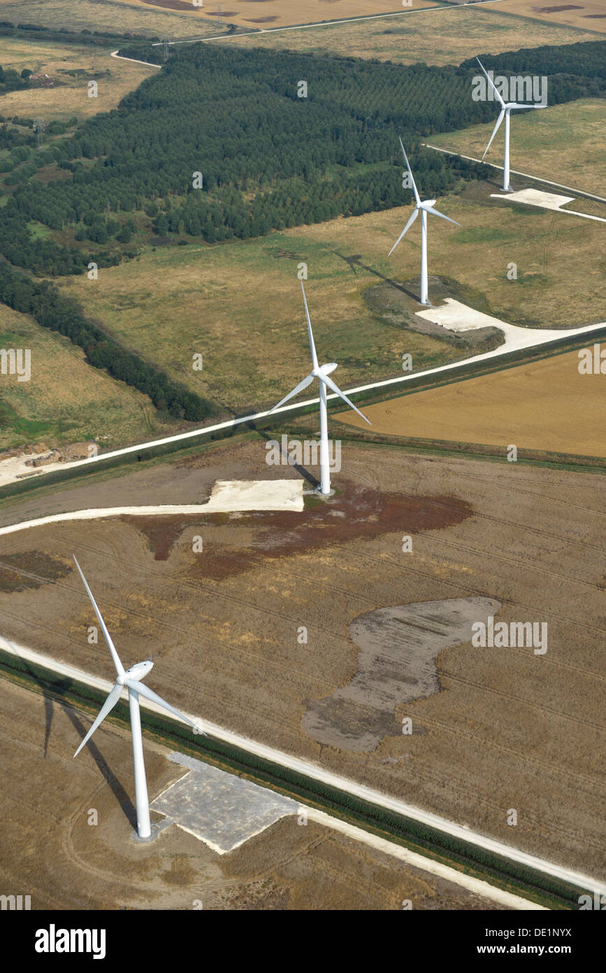 Luftaufnahme von Windkraftanlagen in der Nähe von Beverley Yorkshire Stockfoto