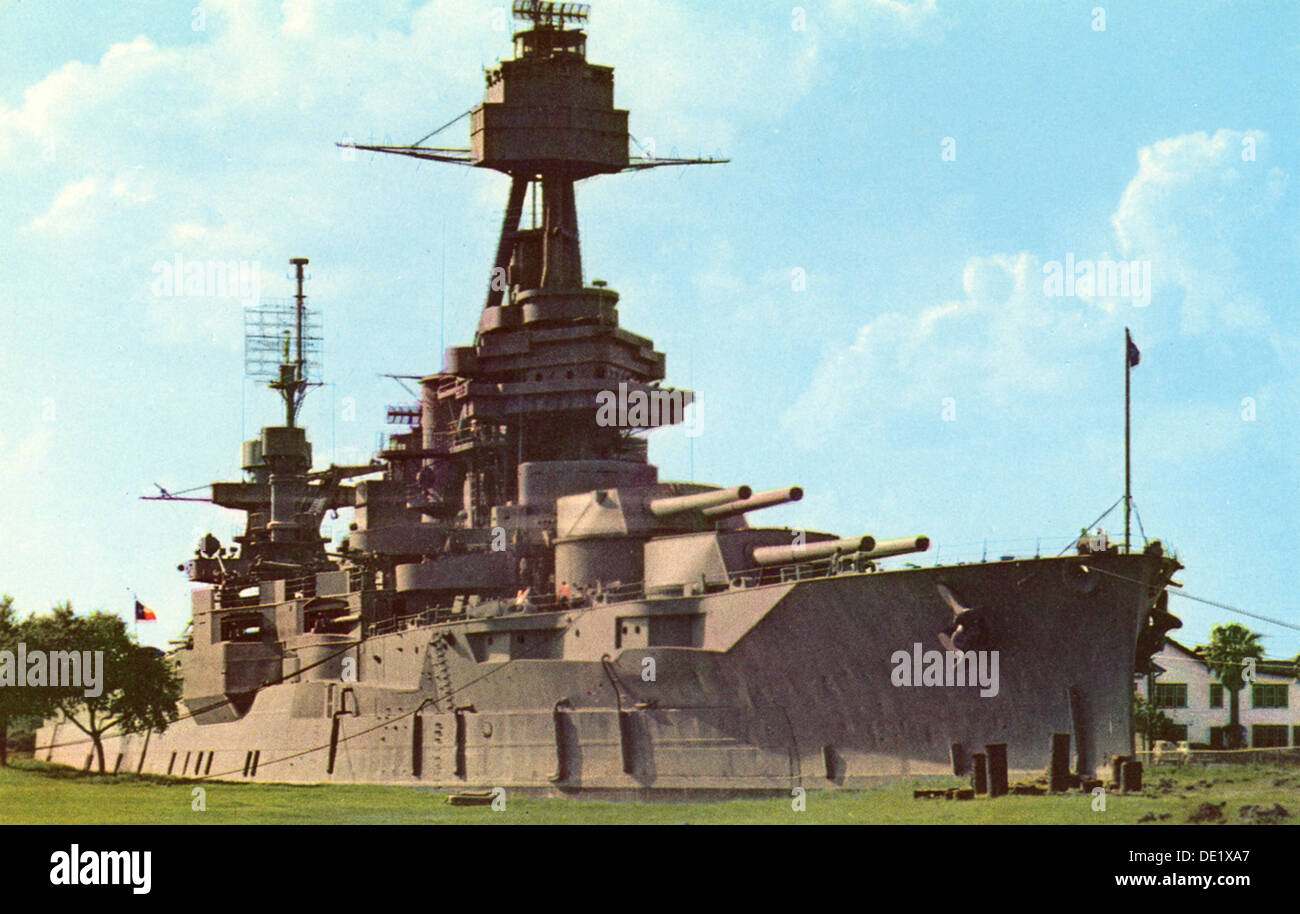 Das Schlachtschiff USS 'Texas', San Jacinto Battlegrounds, in der Nähe von Houston, Texas, USA, 1958. Artist: Unbekannt Stockfoto