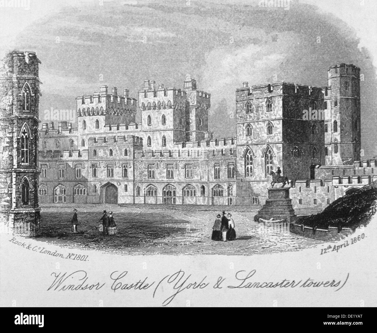 Die York und Lancaster Türme in Windsor Castle, Berkshire, 1860. Künstler: Anon Stockfoto