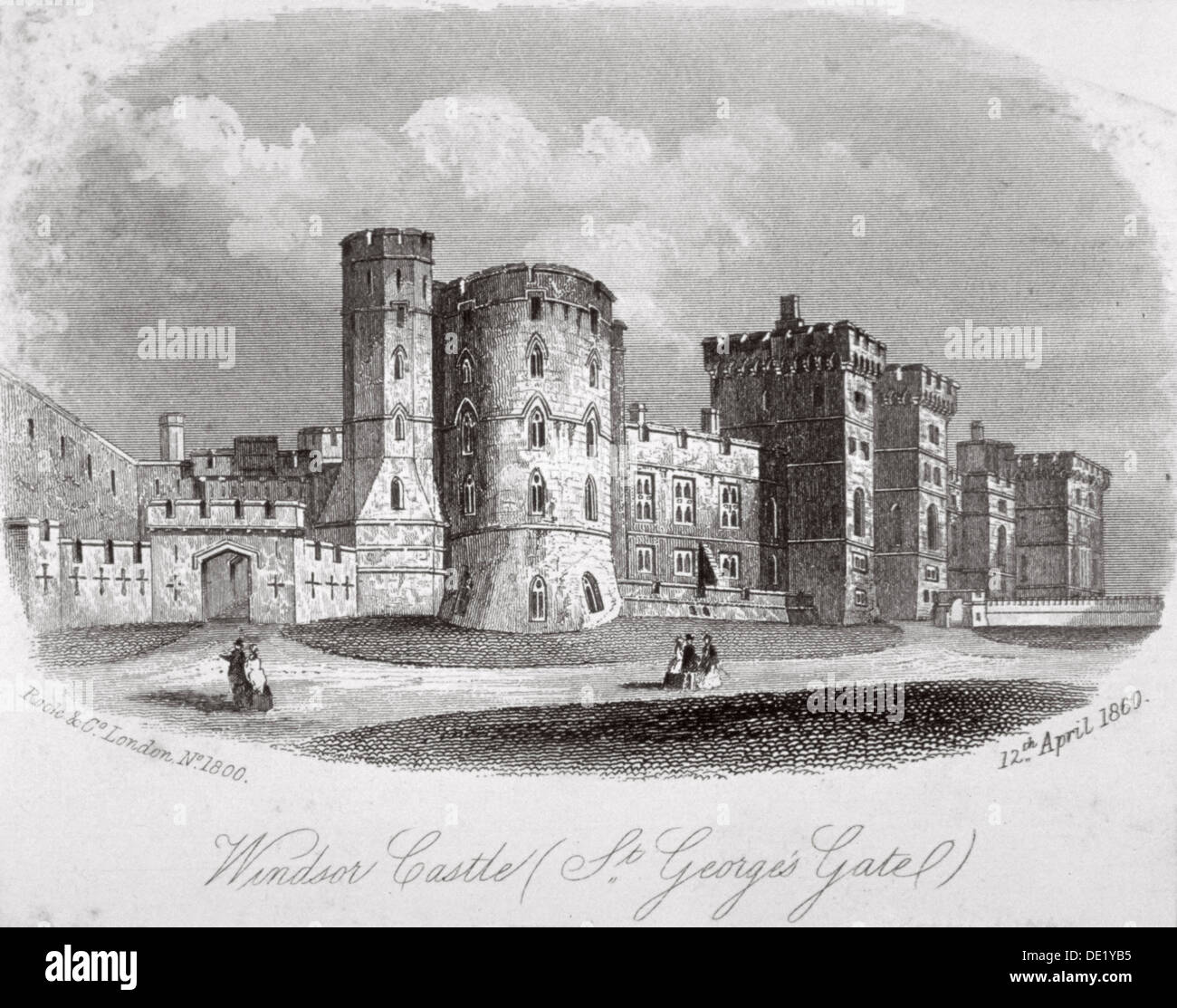 St.-Georgs Tor, Schloss Windsor, Berkshire, 1860. Künstler: Anon Stockfoto