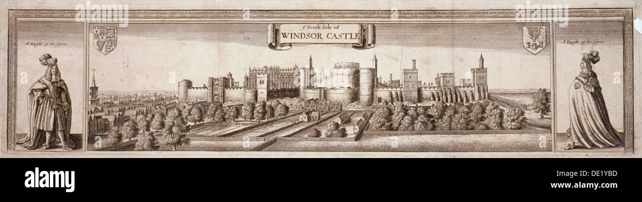 Blick auf die Südseite des Windsor Castle, Berkshire, c1660. Künstler: Wenzel Hollar Stockfoto