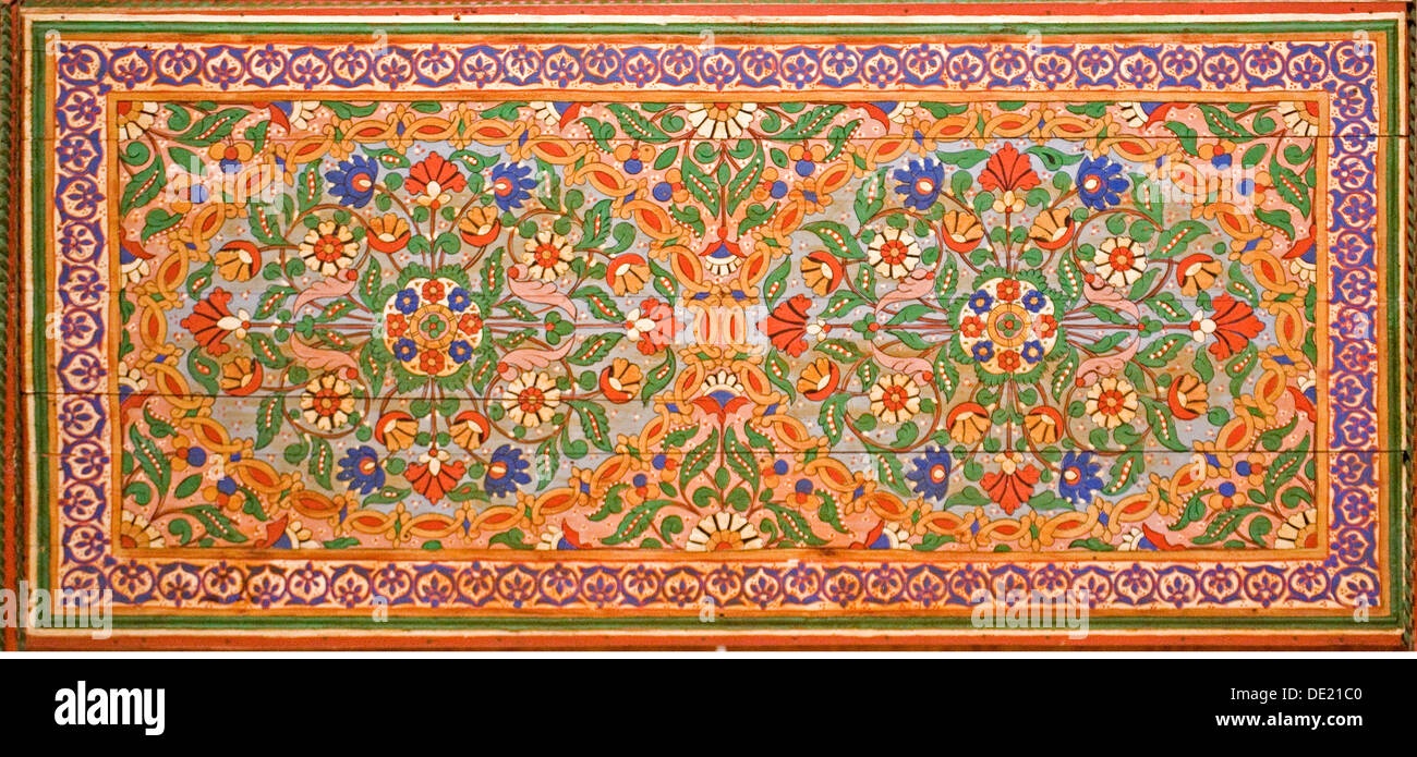 Bildende Kunst, Ornament, orientalischen Teppich, Museum für volkstümliche Kunst Dar Si Said, Marrakesch, Marokko, Artist's Urheberrecht nicht geklärt zu werden. Stockfoto