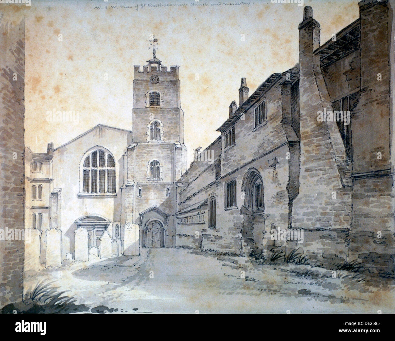 St. Bartholomäus-the-Great, City of London, 1803. Künstler: C John M Whichelo Stockfoto