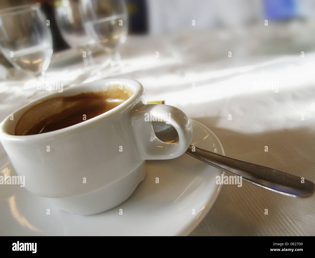 Stunde des Kaffees im Restaurant Don Baco Stockfoto