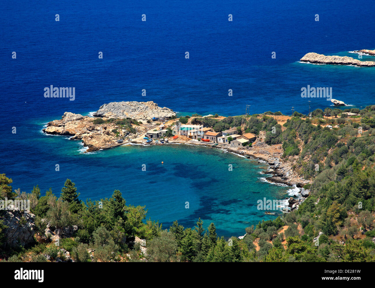 Agios Isidoros, wo Sie eine finden der letzten traditionellen Werften der Insel Samos, Griechenland. Stockfoto