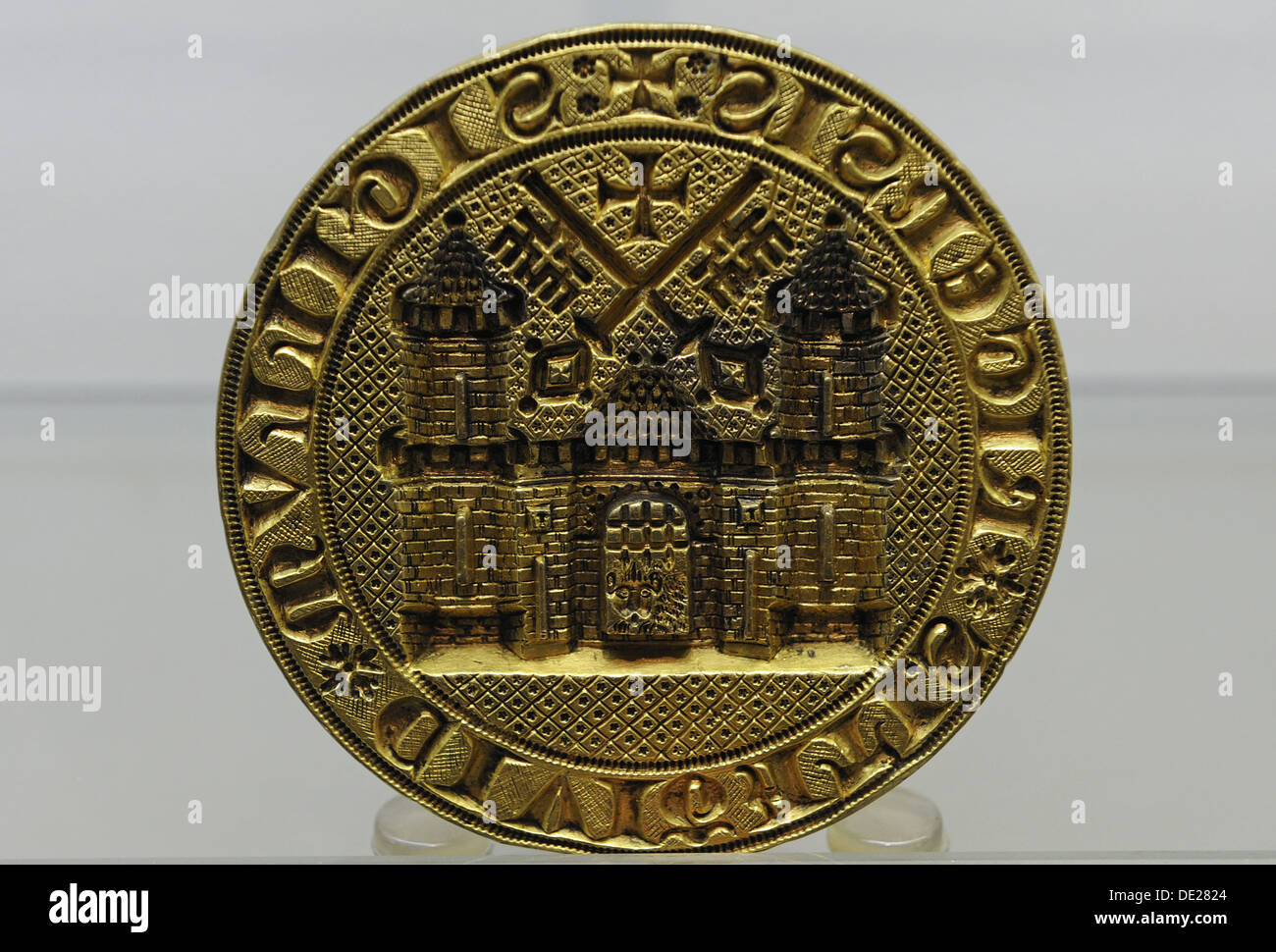 Stempel des großen Siegels von Riga mit der Stadtwappen. 1347. Museum of History und Navigation. Riga. Lettland. Stockfoto
