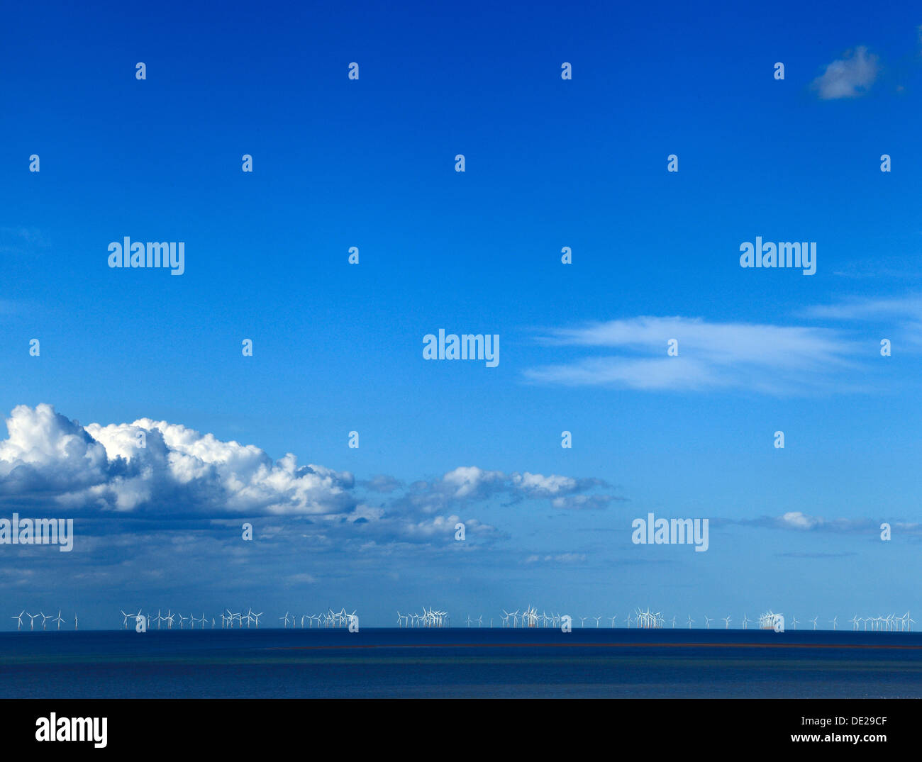 Off Shore Windpark Nordsee vor Skegness, Lincolnshire England UK Turbine Turbinen alternative Stromquelle Ökostrom Stockfoto
