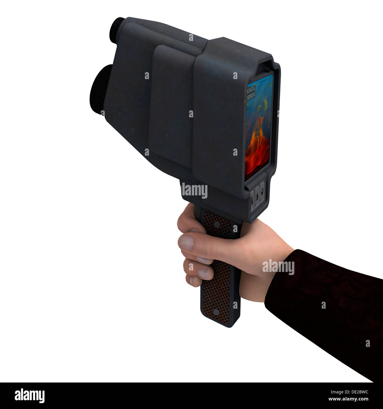 3D digital zu rendern, der ein mans Hand mit einer Wärmebildkamera isoliert auf weißem Hintergrund Stockfoto