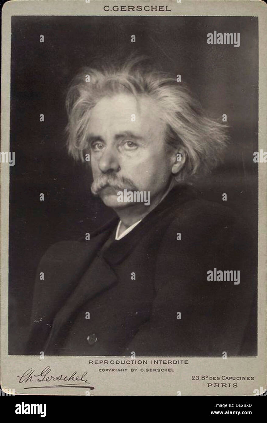 Edvard Grieg, norwegischer Komponist und Pianist, Ende 19. / Anfang 20. Jahrhunderts. Künstler: Charles Gerschel Stockfoto