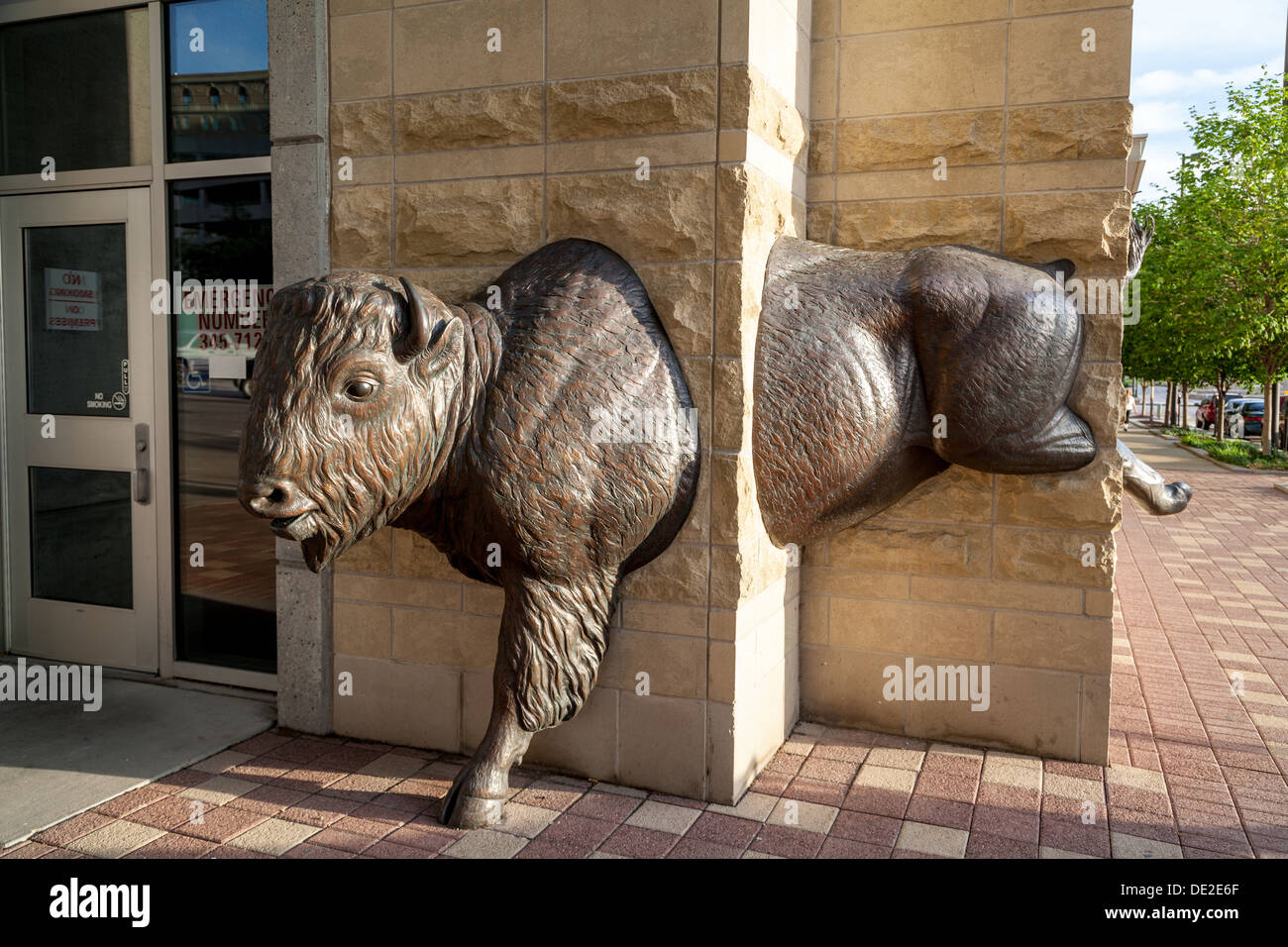 Bison Bronze Skulptur Omaha, Nebraska Stockfoto