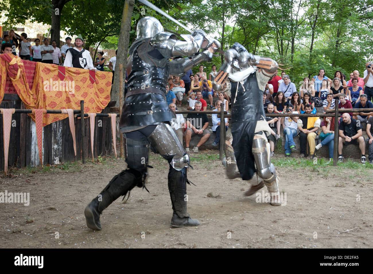 Europa, Italien, Emilia Romagna, Castell'Arquato, historische Reenactment, Mittelalter, Natur, Reisen, traditionelle, Tag, Stockfoto