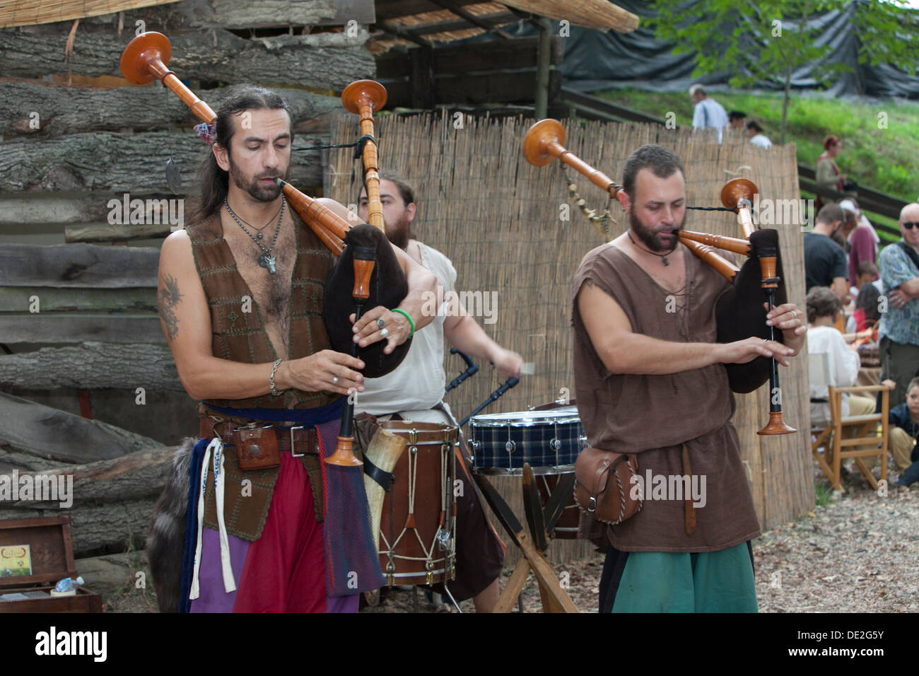 Europa, Italien, Emilia Romagna, Castell'Arquato, historische Reenactment, Mittelalter, Natur, Reisen, traditionelle, Tag, Stockfoto