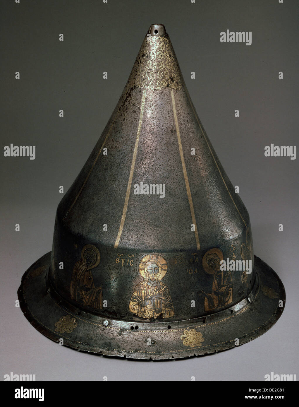 Stahl, gold und Silber Helm mit Deesis, byzantinischen, 13. Jahrhundert. Künstler: Byzantinische Meister Stockfoto
