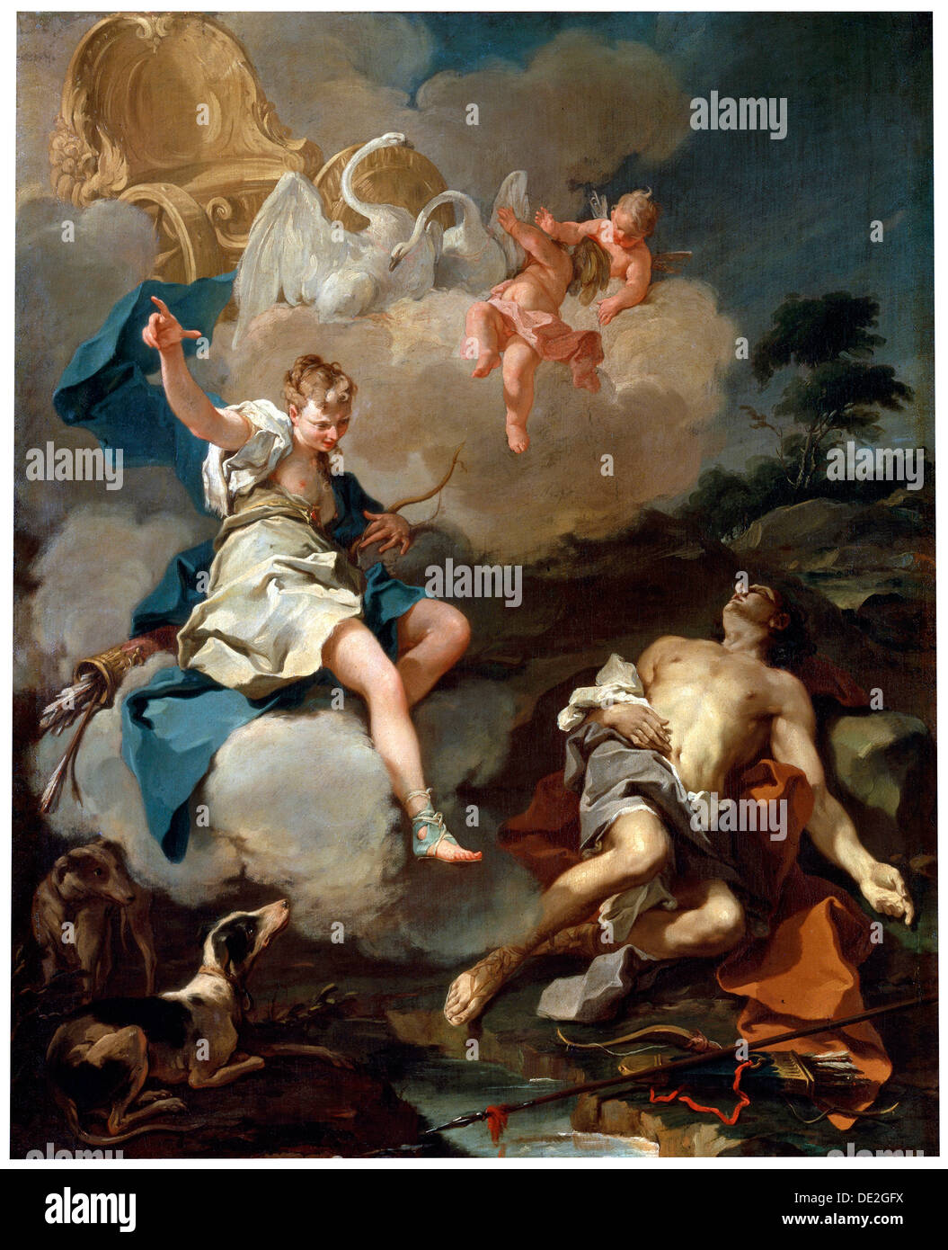 "Diana und Endymion", 1723. Künstler: Giovanni Battista Pittoni der jüngere Stockfoto