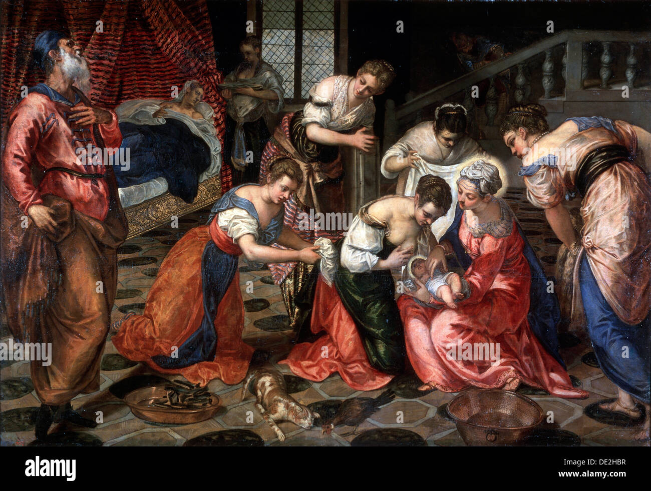 "Die Geburt von Johannes dem Täufer", 1550.  Künstler: Jacopo Tintoretto Stockfoto