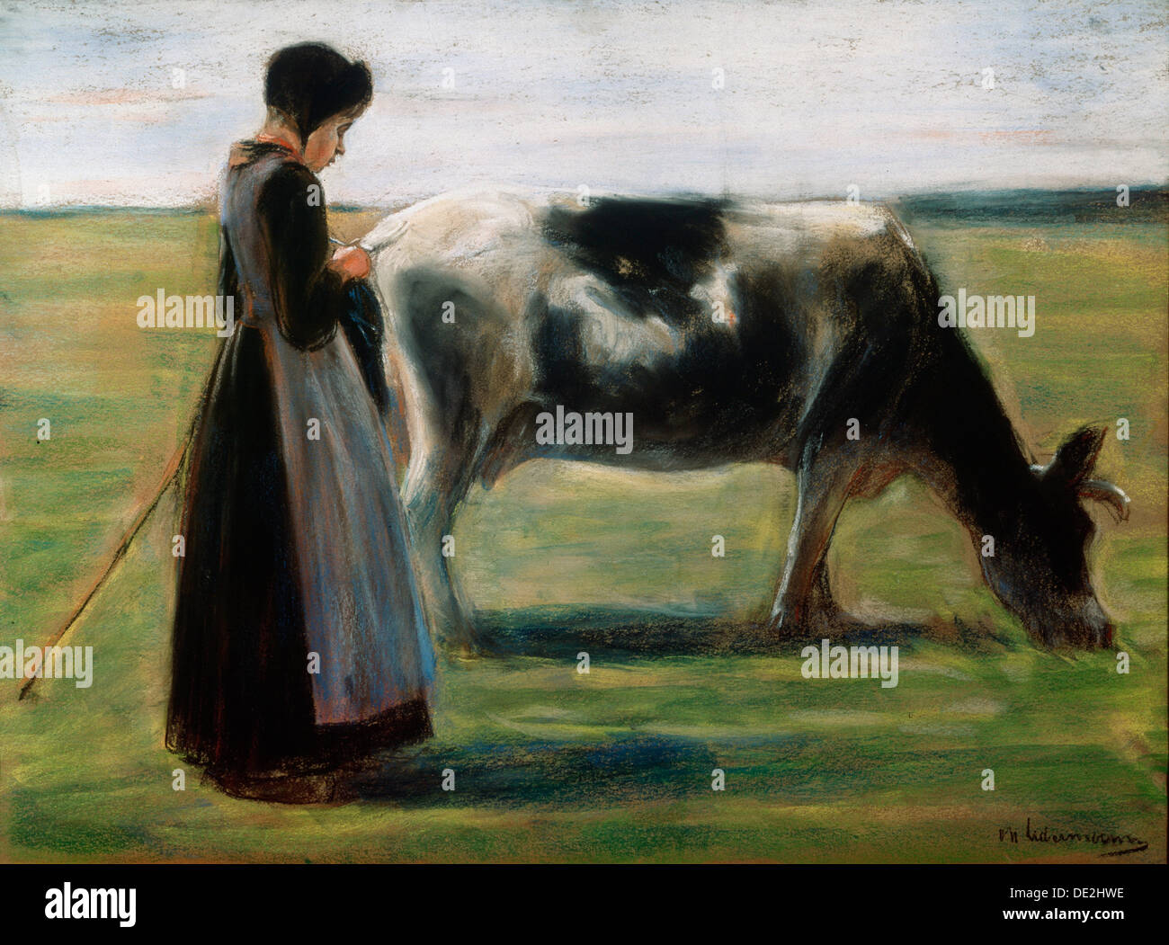 "Mädchen mit Kuh", 19. Jahrhundert. Künstler: Max Liebermann Stockfoto