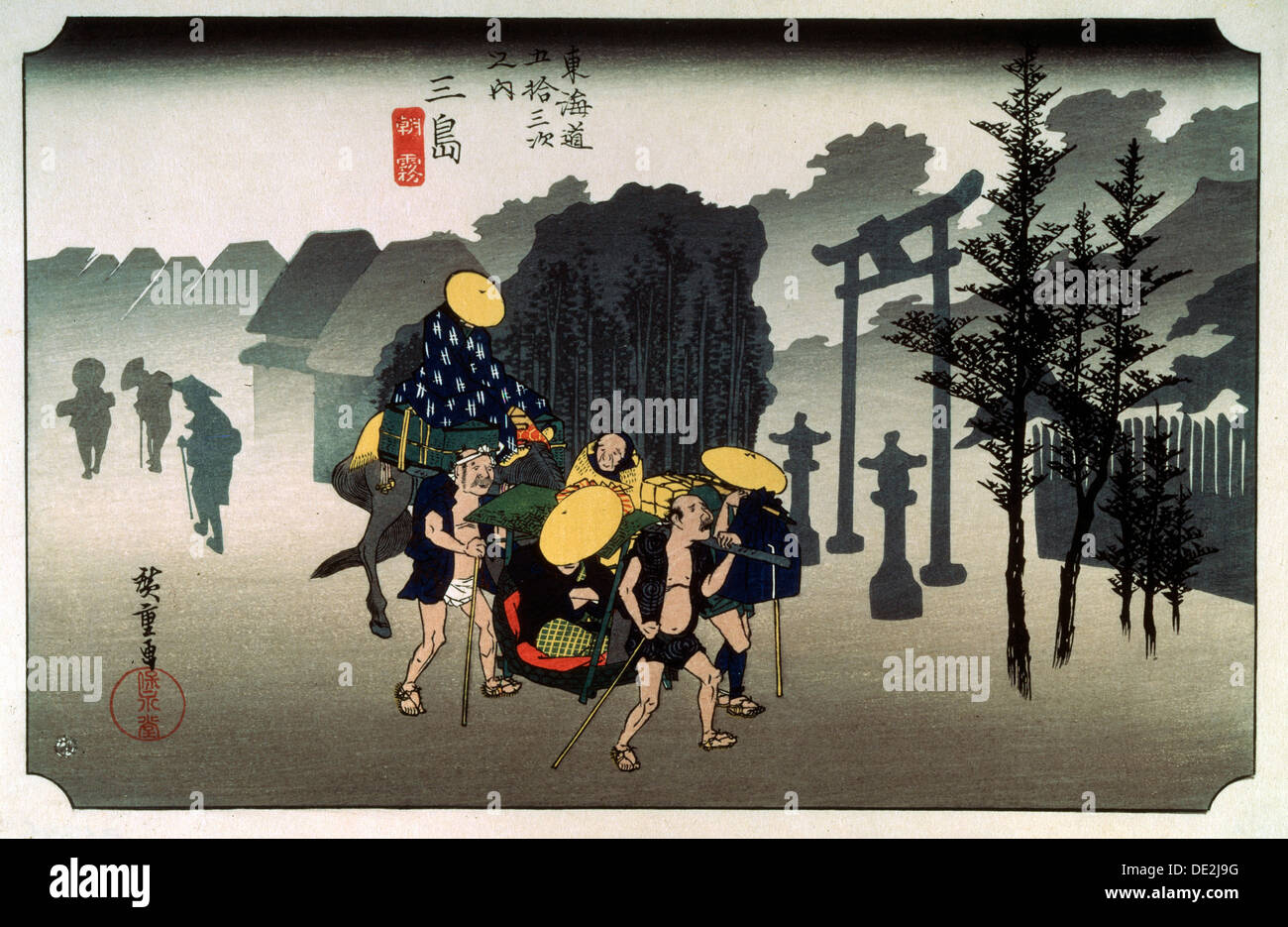 "Morgennebel am Mishima" c1833-c1834. Künstler: Ando Hiroshige Stockfoto