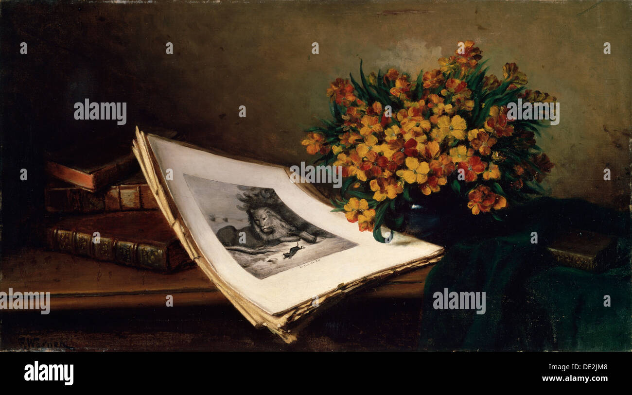 "Stillleben mit einer Lithographie", 19. Jahrhundert. Künstler: Ferdinand Wagner der ältere Stockfoto