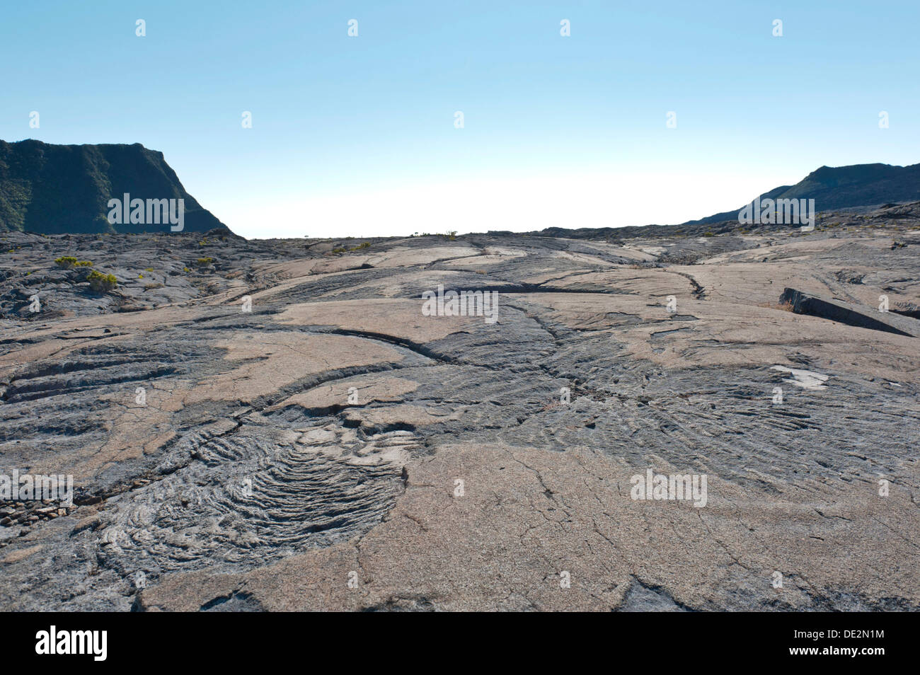 Abgekühlte Lava flow am Fuße des Vulkans Piton De La Fournaise, Mycelstränge Lava, Piton De La Fournaise, La Réunion, Reunion Stockfoto