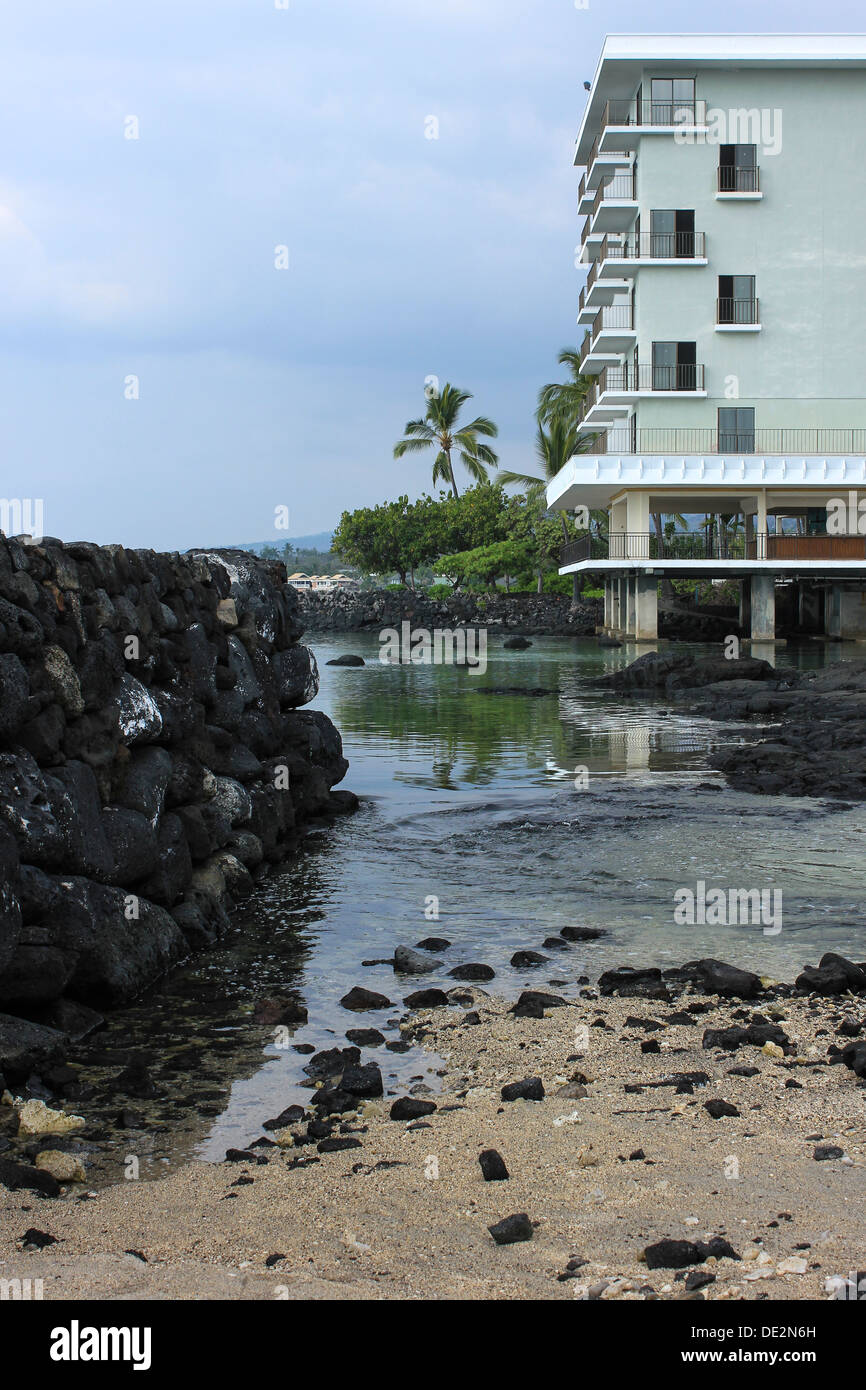 Ke'eku Heiau vorchristlichen Ort der Anbetung für Hawaiianer neben Hotel Outrigger Keauhou Hawaii Stockfoto