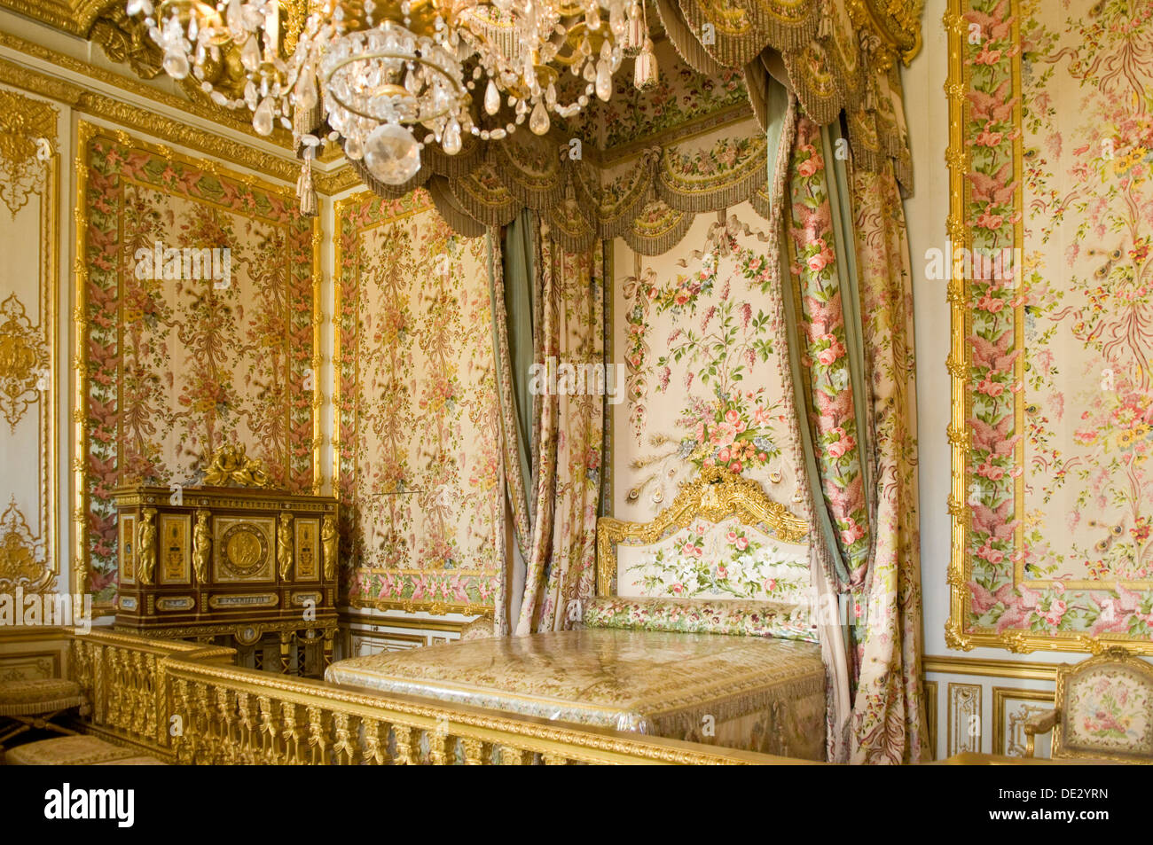 Königliche Schlafzimmer im Palais de Versailles, Paris, Frankreich Stockfoto