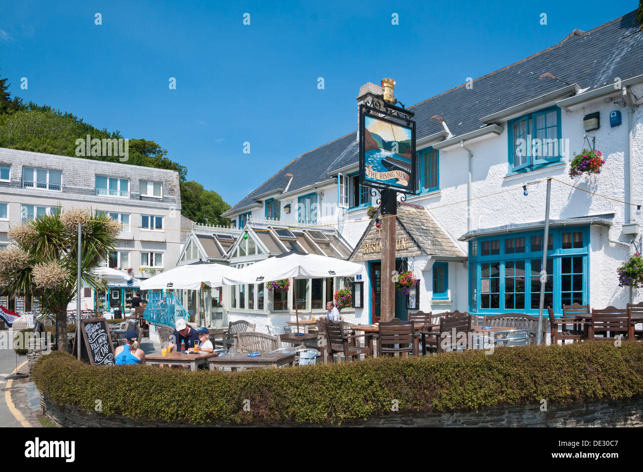 Großbritannien, England, Cornwall, St. Mawes, The Rising Sun Hotel, restaurant Stockfoto