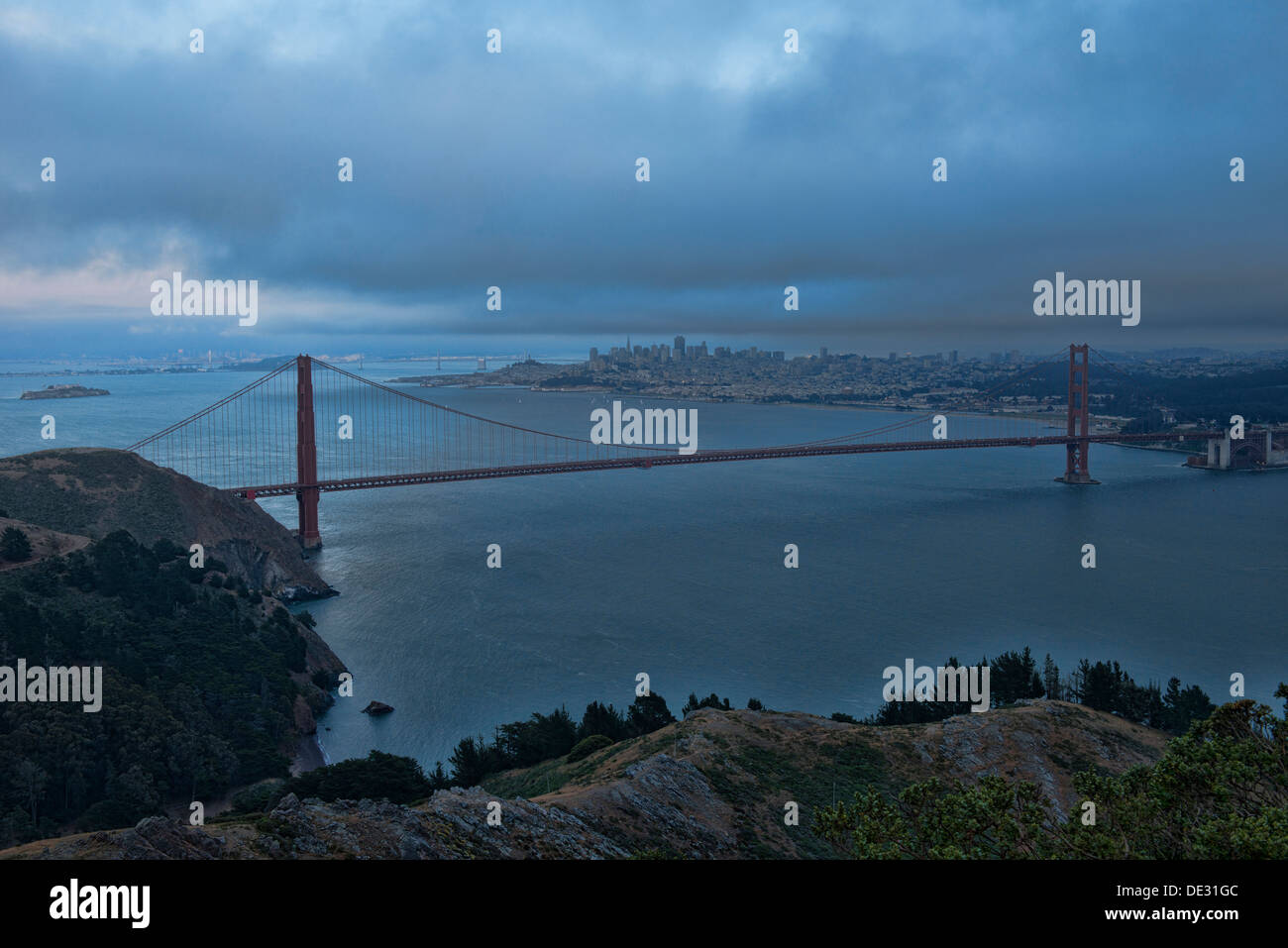 Die Golden Gate Bride, gesehen von der Marin Headlands, San Francisco, Kalifornien Stockfoto