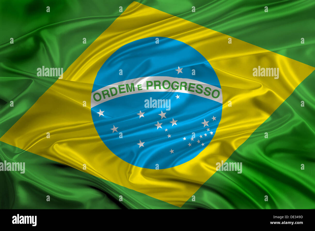 Nahaufnahme Foto-nationales Fahne von der Brasil Stockfoto