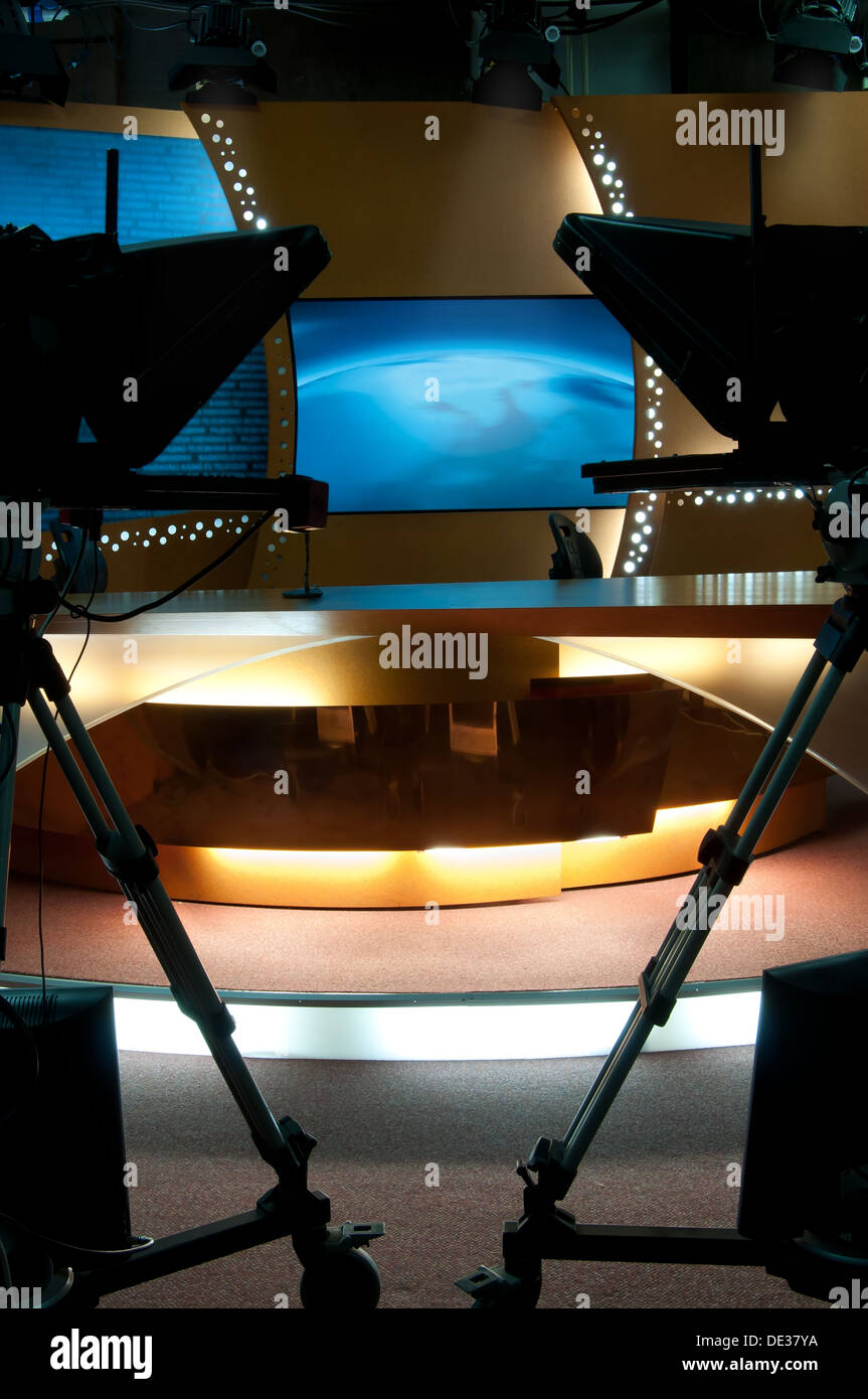 Broadcast-TV Studio für producting News und talkshow Stockfoto