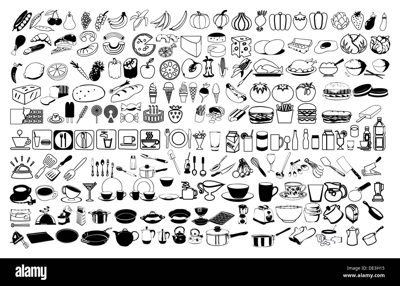 Vektor-Icons von Lebensmitteln Stockfoto