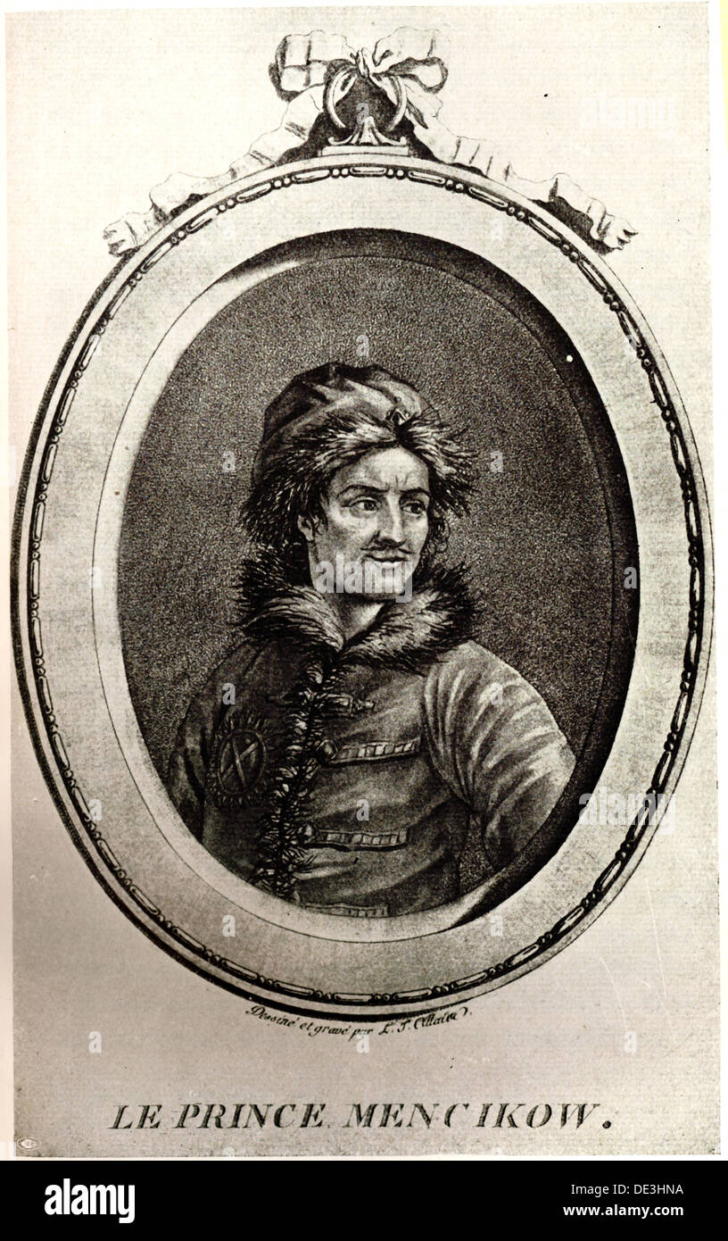 Porträt von Fürst Alexander Danilowitsch Menschikow (1673-1729). Künstler: anonym Stockfoto