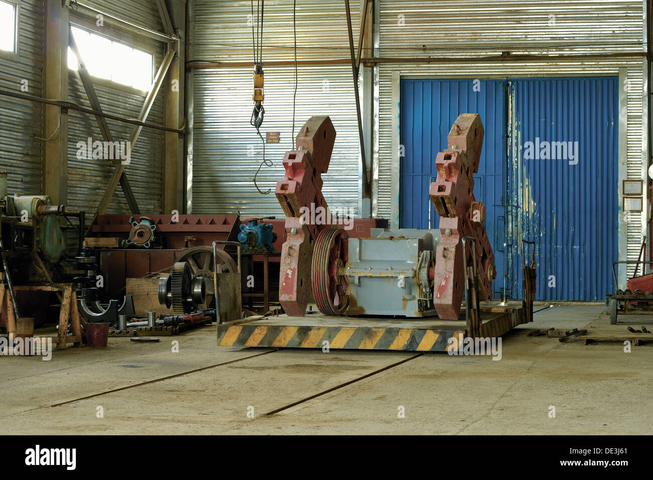 Reparatur, Werkzeug, Ausrüstung, industrielle, Mechaniker, Dienst, Arbeit, Gang, Karosseriebau, Störung, Fabrik, Fix, Horizontal, Innenaufnahme, Mai Stockfoto
