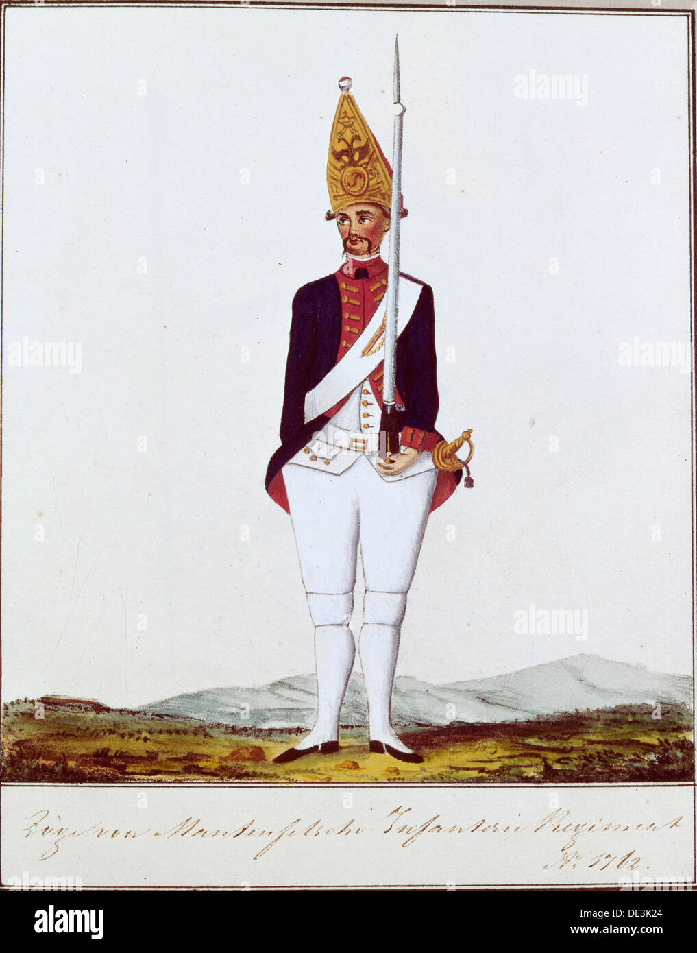Grenadier des Regiments Zöge von Manteuffel, 1762. Künstler: Anonym Stockfoto