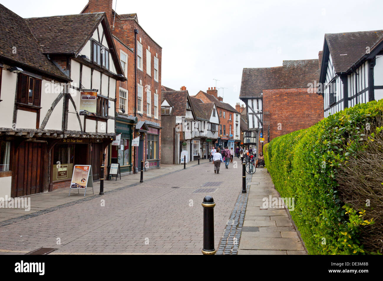 Historische Architektur in der Fußgängerzone Friar Street, Worcester, England, UK Stockfoto