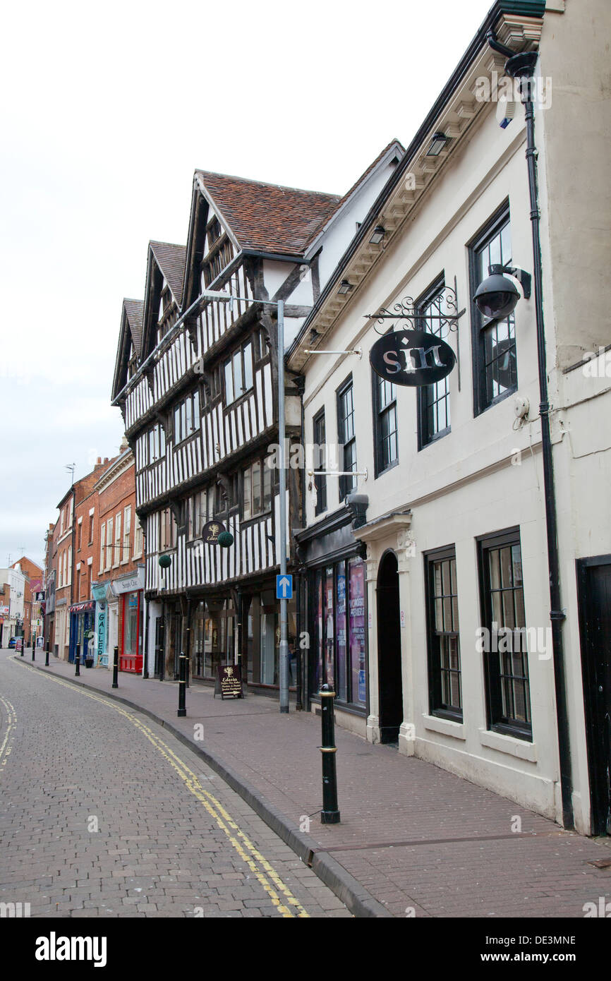 Historische Architektur in New Street, Worcester, England, UK Stockfoto