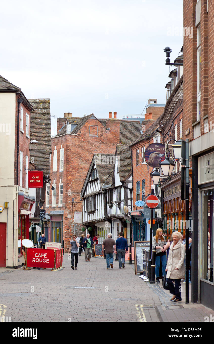 Historische Architektur in der Fußgängerzone Friar Street, Worcester, England, UK Stockfoto