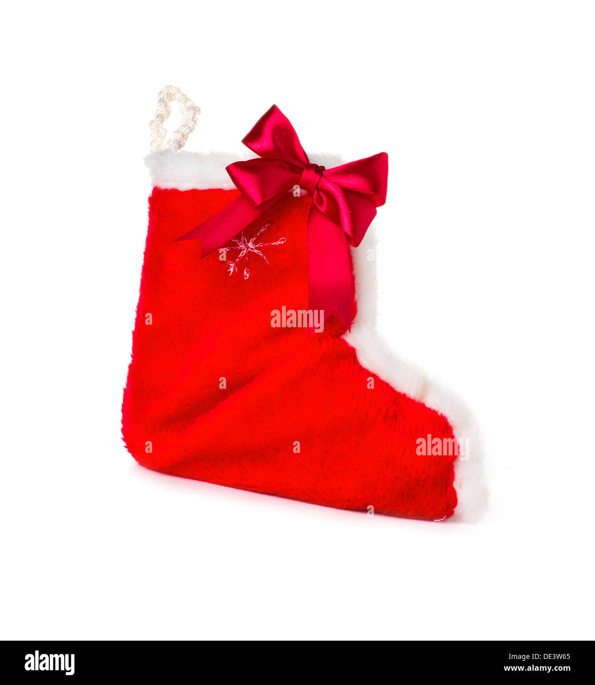 Roter Weihnachts-Strumpf und Weihnachtsmann, Nikolaus, Urlaub-ornament Stockfoto