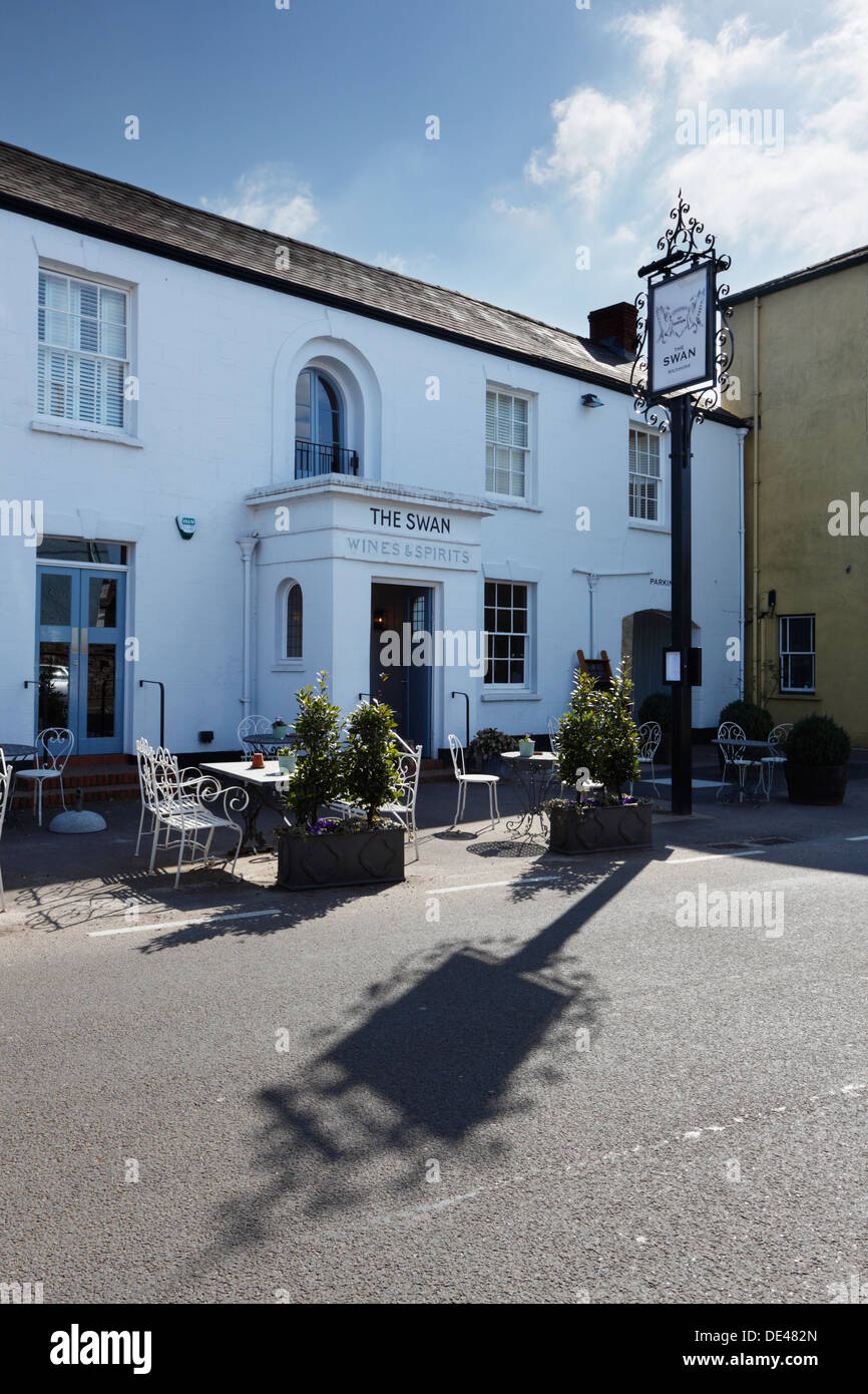 Der Schwan, ein Gastro-Pub in Wedmore. Somerset. England. VEREINIGTES KÖNIGREICH. Stockfoto