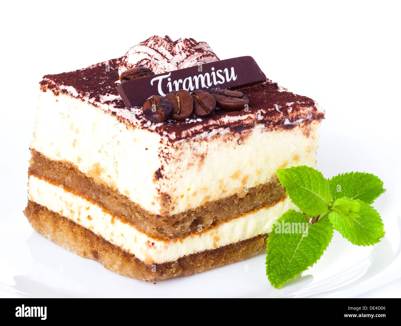 Köstliches Tiramisu Dessert mit Kakaopulver obenauf Stockfoto